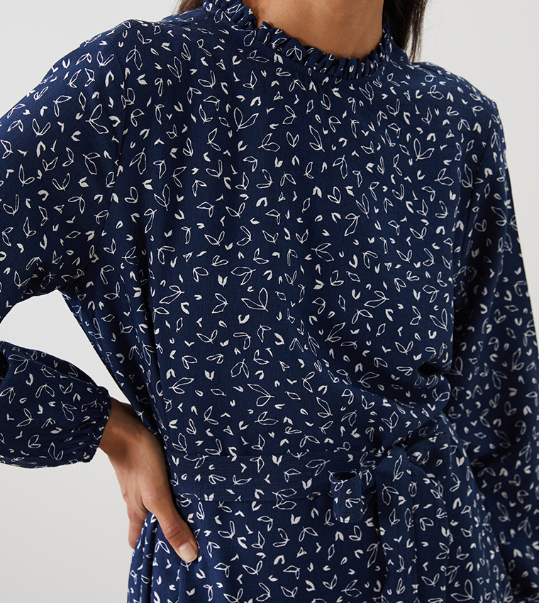 Printed Long Sleeves Maxi Dress