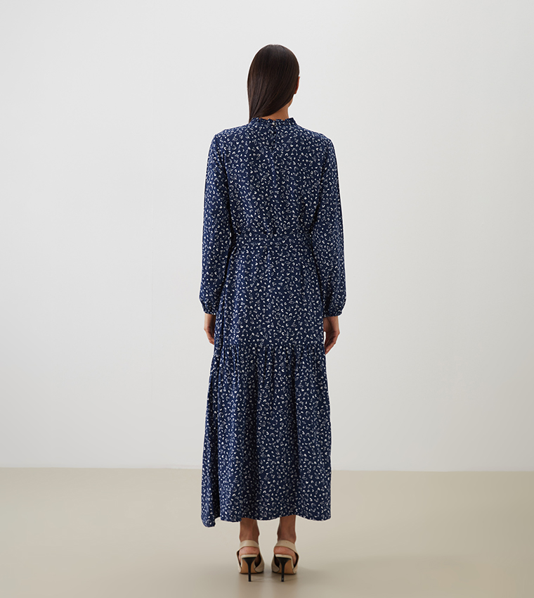 Printed Long Sleeves Maxi Dress