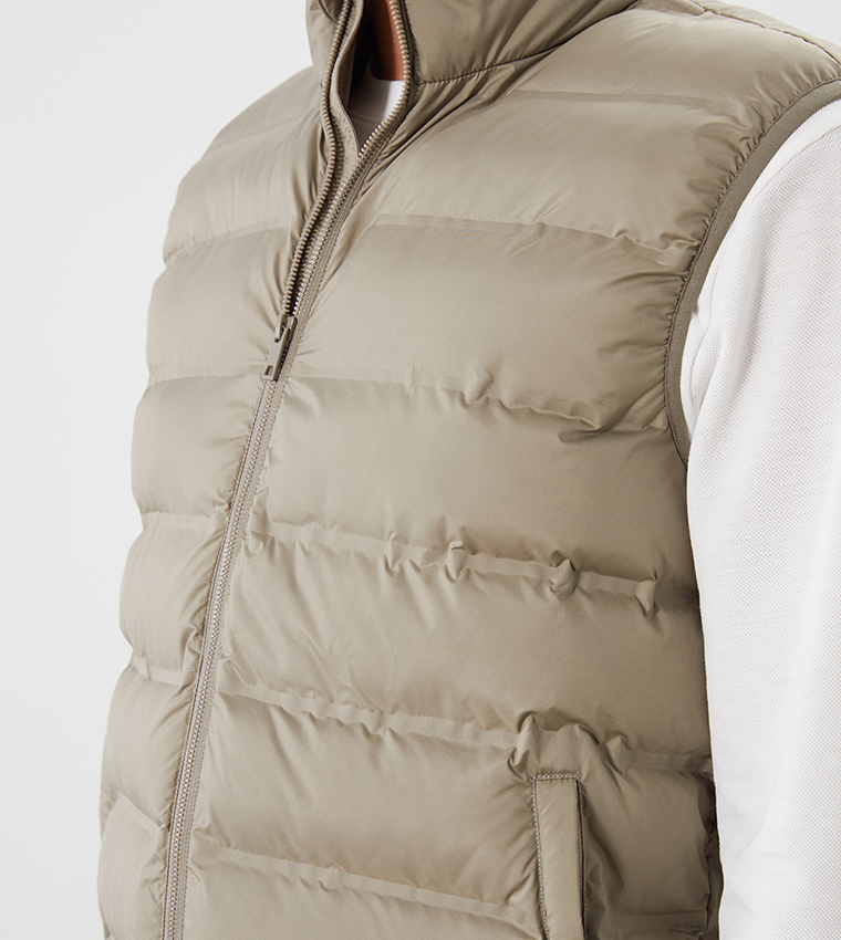 Solid Sleeveless Puffer Gilet