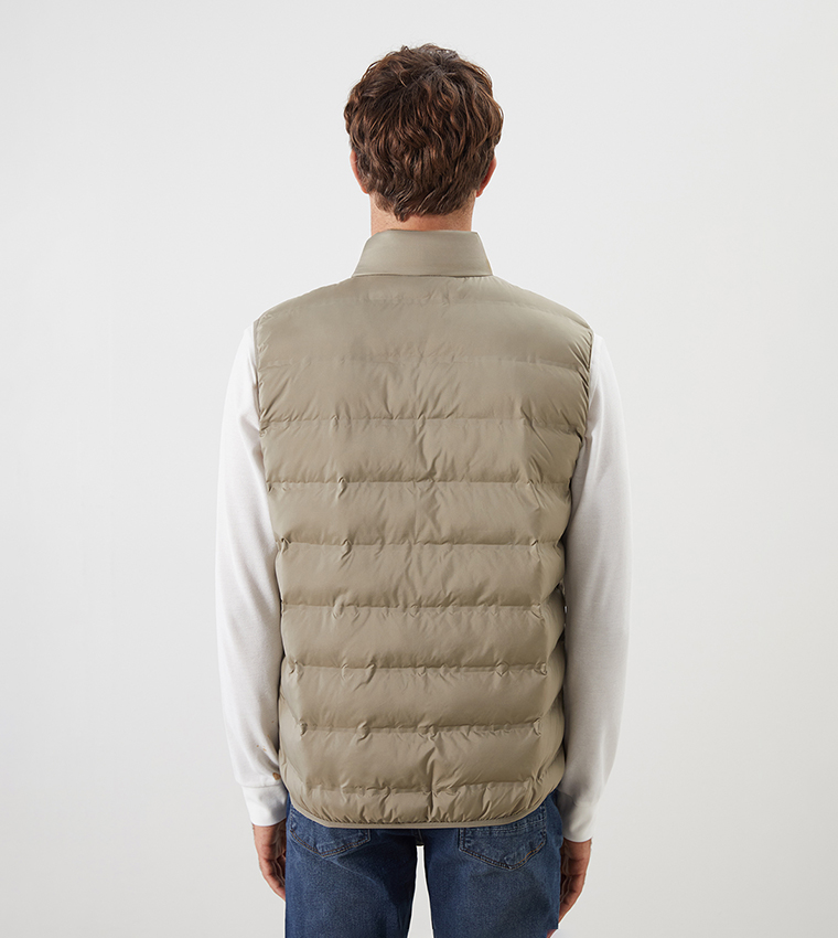 Solid Sleeveless Puffer Gilet