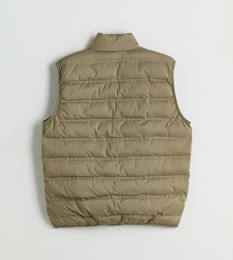 Solid Sleeveless Puffer Gilet