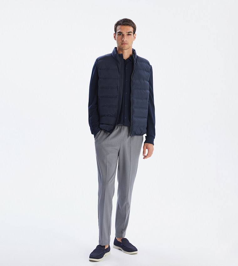 Solid Sleeveless Puffer Gilet
