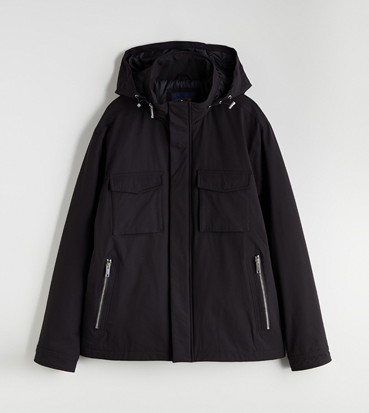 Solid Zip-Through Hooded Jacket