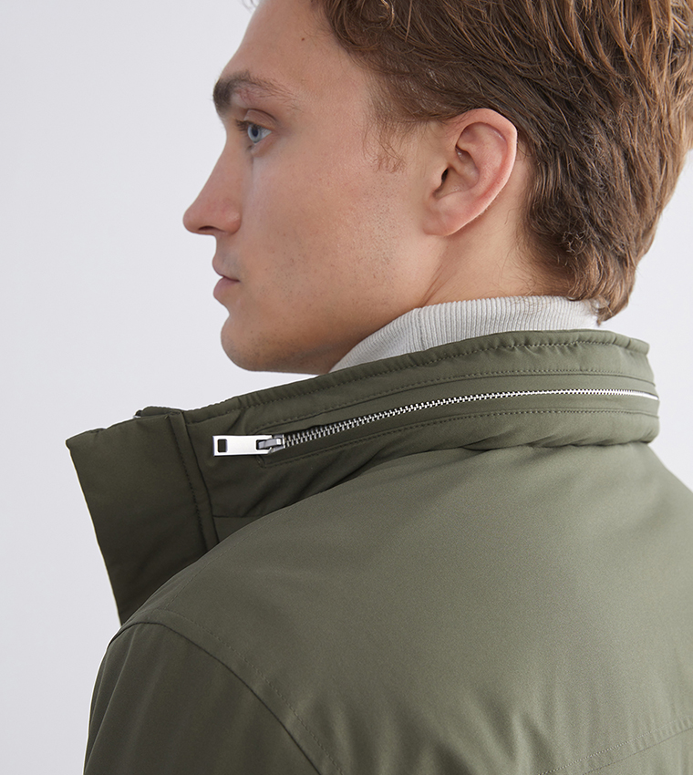 Solid Zip-Through Hooded Jacket