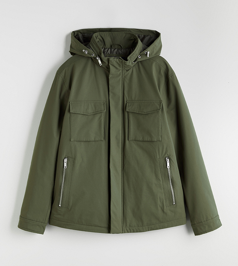 Solid Zip-Through Hooded Jacket