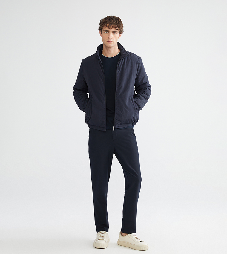 Solid Long Sleeves Funnel Neck Jacket