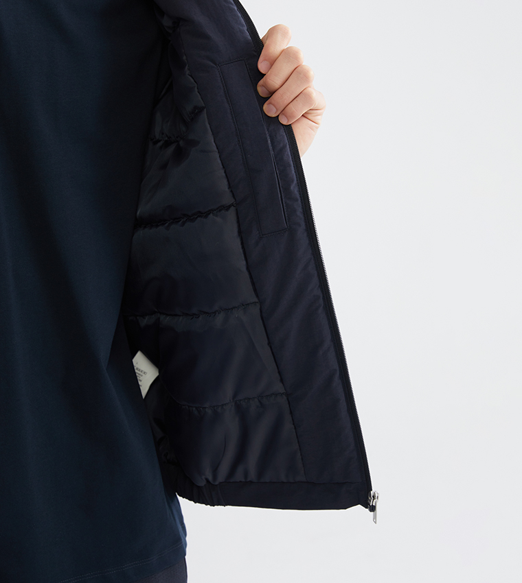 Solid Long Sleeves Funnel Neck Jacket