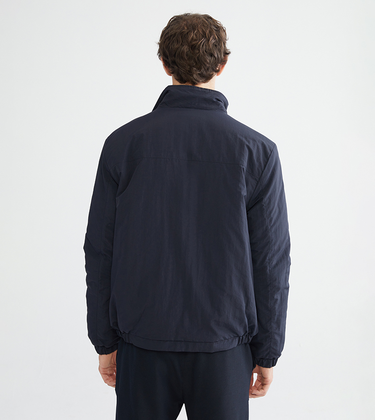 Solid Long Sleeves Funnel Neck Jacket