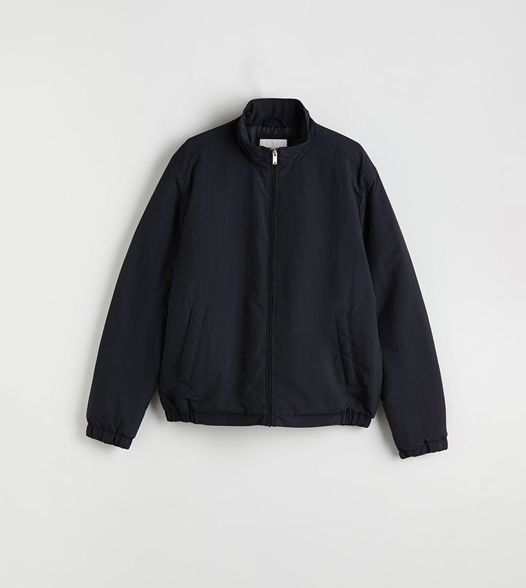 Solid Long Sleeves Funnel Neck Jacket