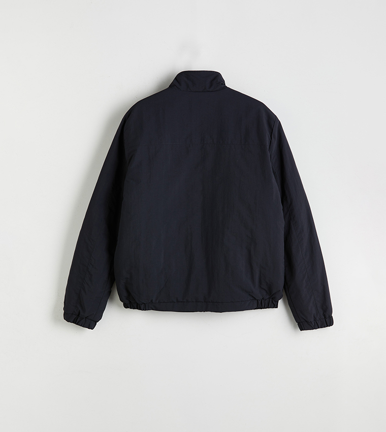 Solid Long Sleeves Funnel Neck Jacket