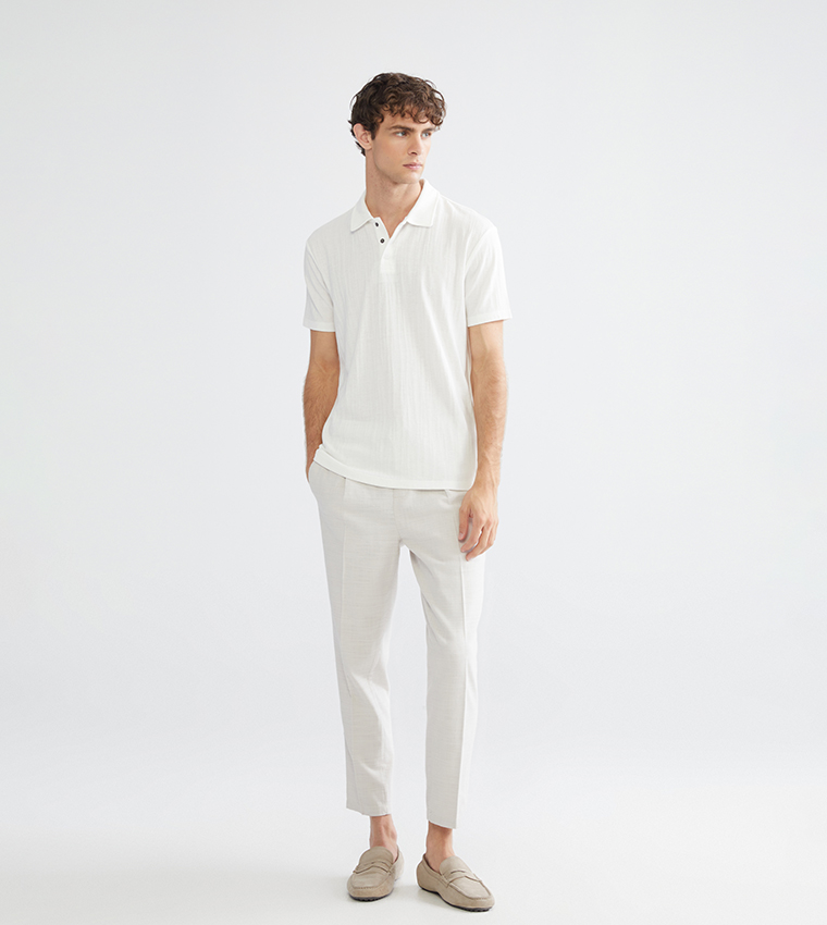 Textured Short Sleeves Polo T-Shirt