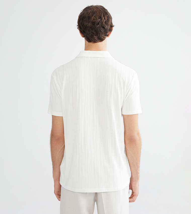 Textured Short Sleeves Polo T-Shirt