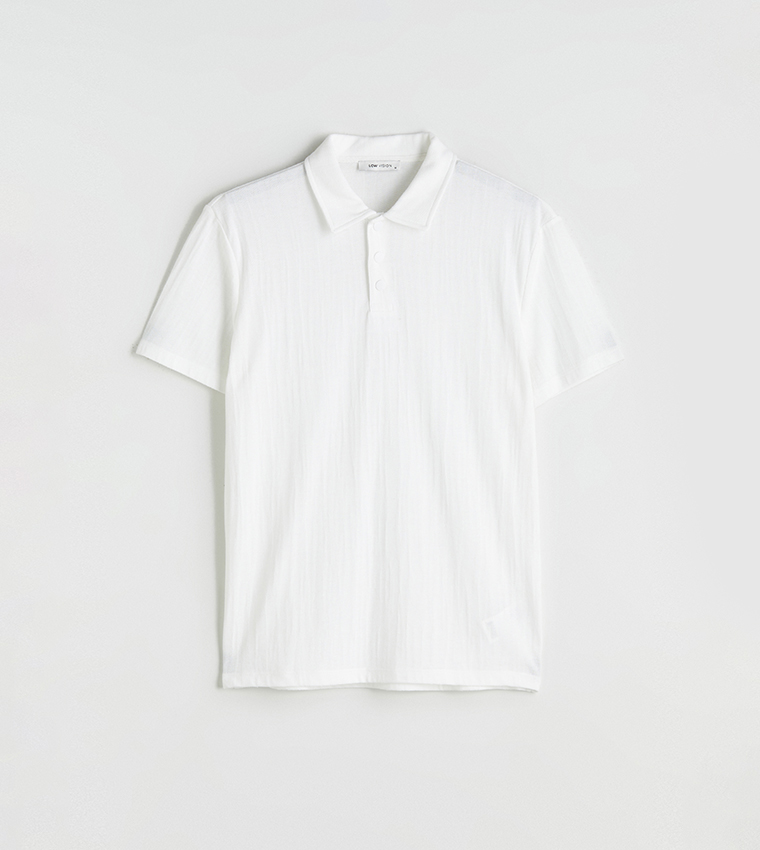 Textured Short Sleeves Polo T-Shirt