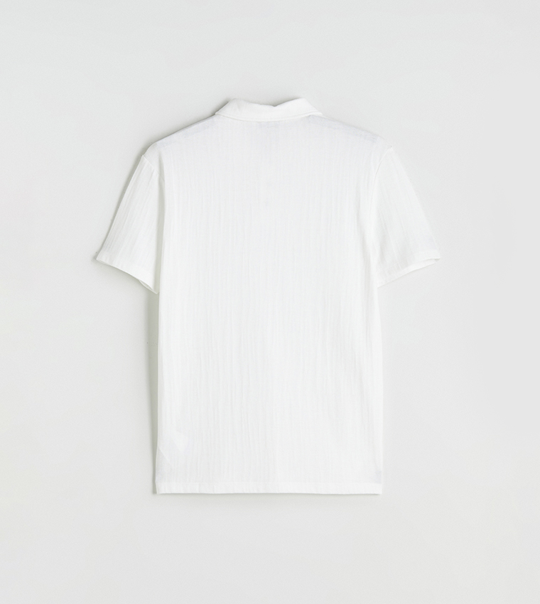 Textured Short Sleeves Polo T-Shirt
