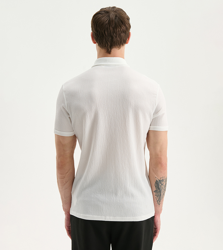 Textured Short Sleeves Polo T-Shirt