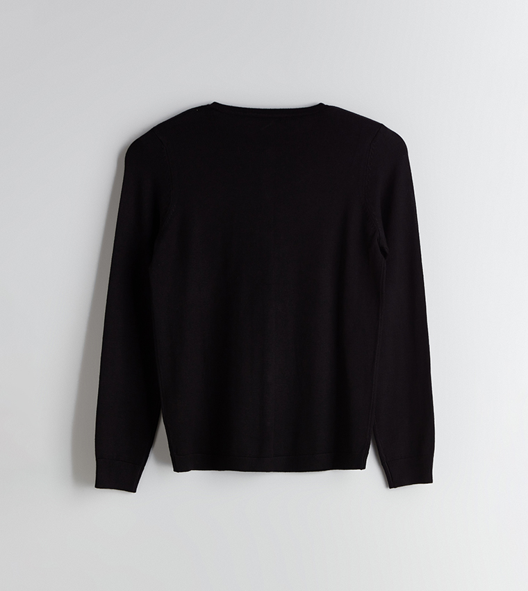 Solid Crew Neck Cardigan