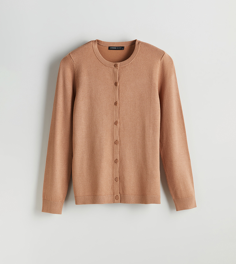 Solid Crew Neck Cardigan