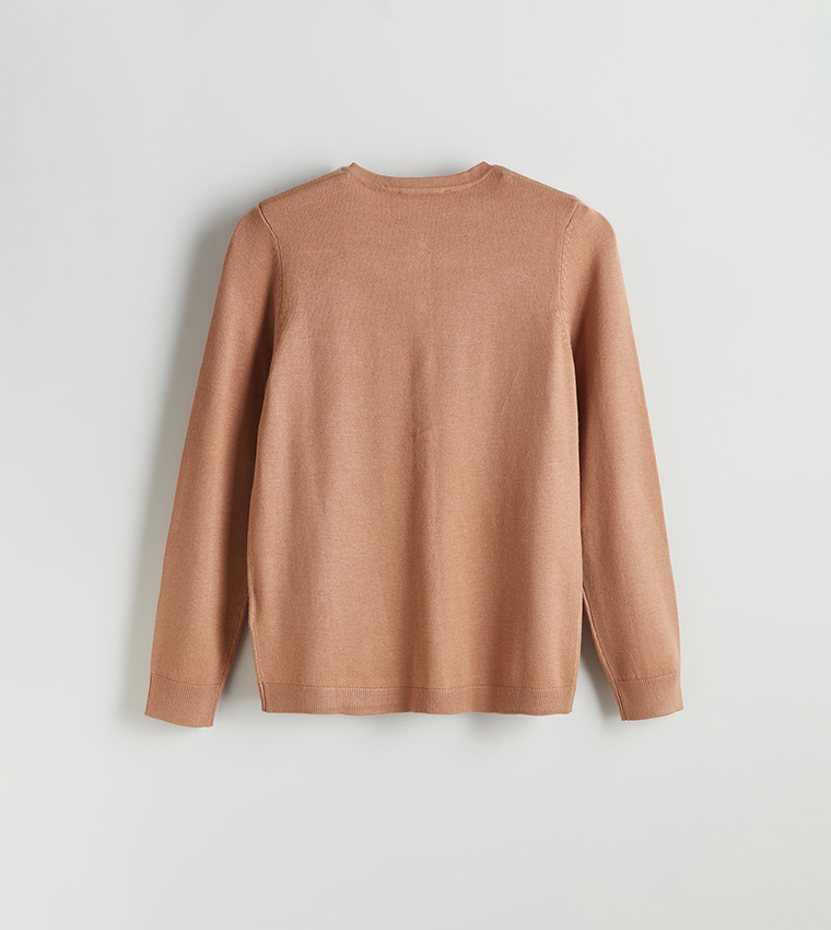 Solid Crew Neck Cardigan