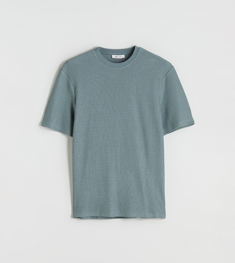Textured Short Sleeves Casual T-Shirt