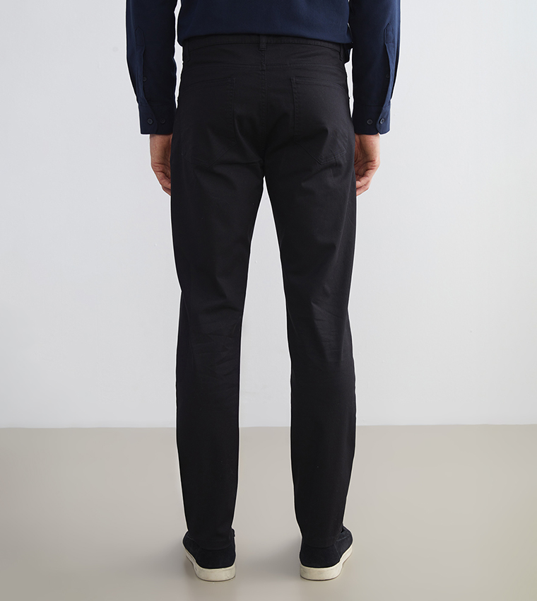 Solid Mid Rise Slim Fit Chinos