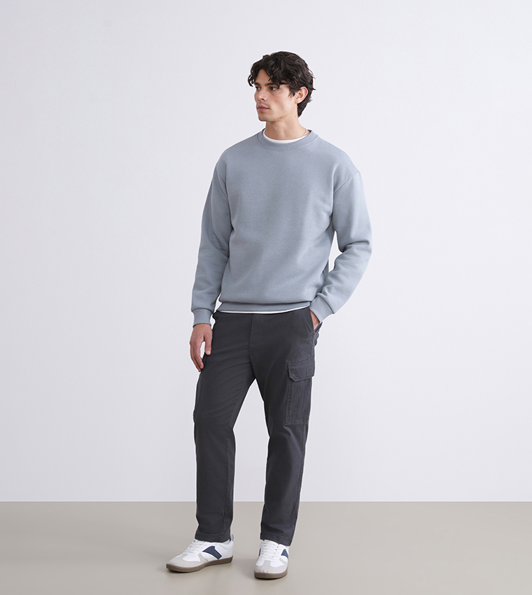 Mid Rise Twill Cargo Trousers