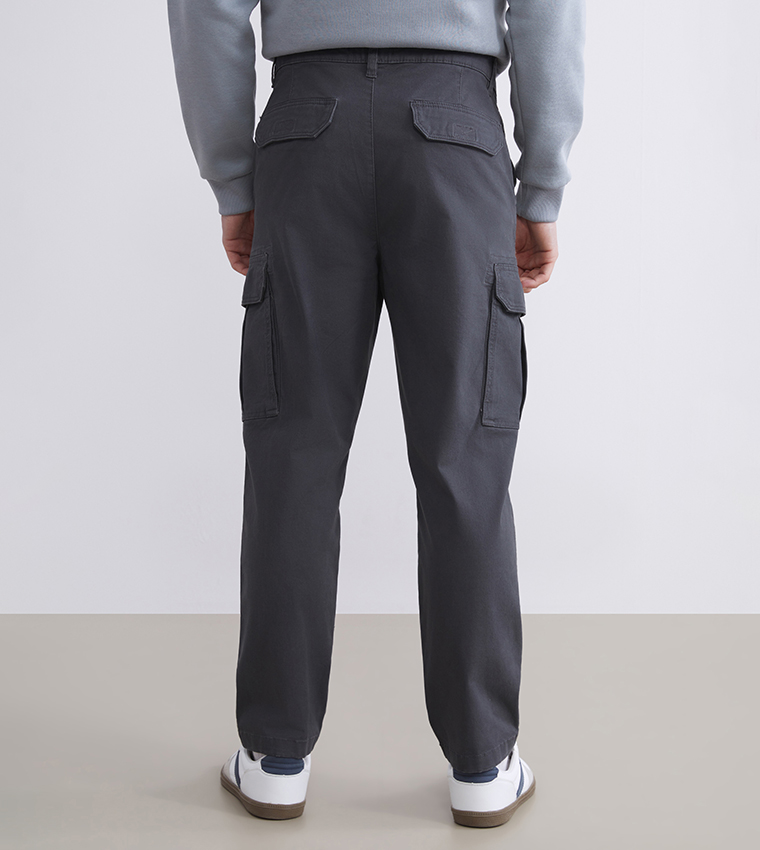 Mid Rise Twill Cargo Trousers