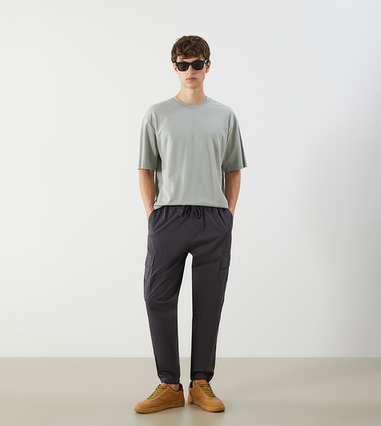 Solid Twill Cargo Trousers