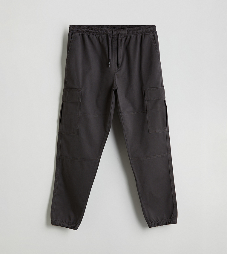 Solid Twill Cargo Trousers
