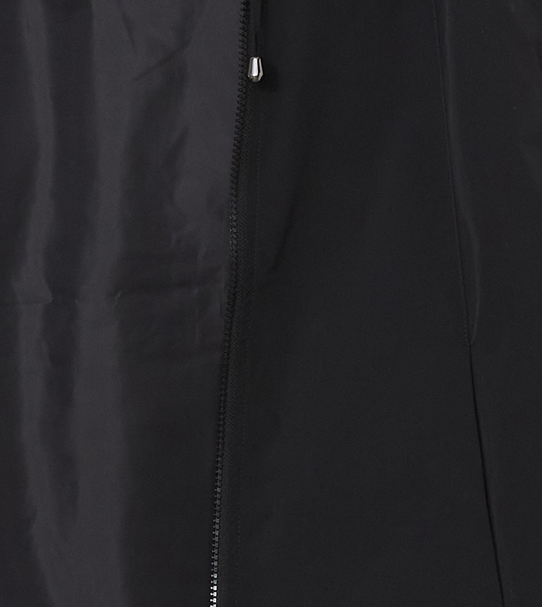 Solid Hooded Zip-Through Raincoat