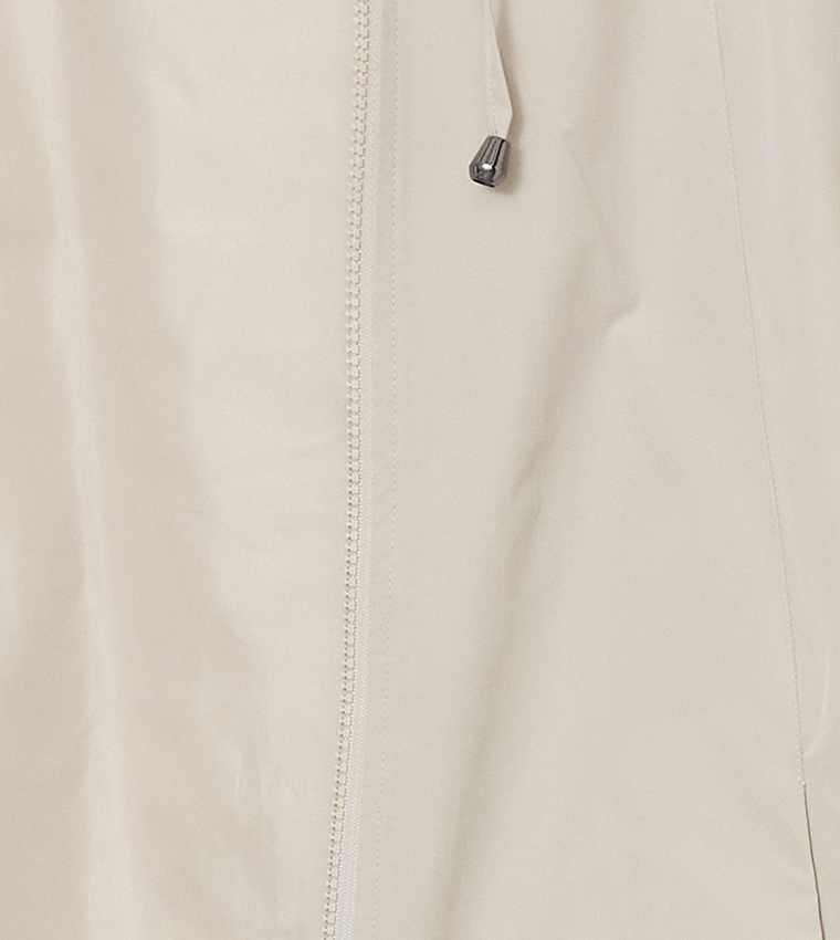 Solid Hooded Zip-Through Raincoat