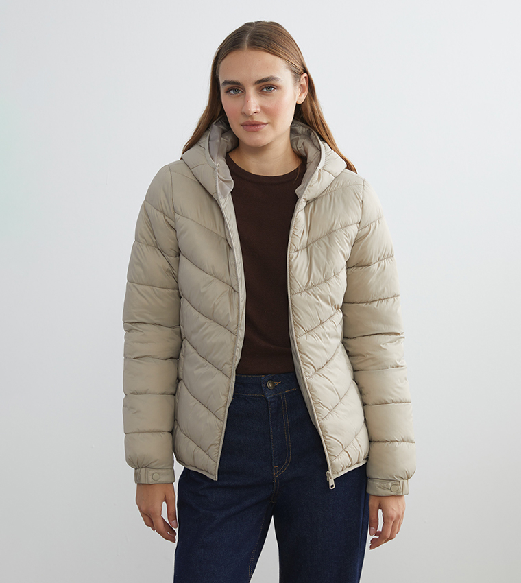 AZUAZUカーキベージュ2 Buy LC Waikiki Zippered Hooded Puffer Jacket In Beige