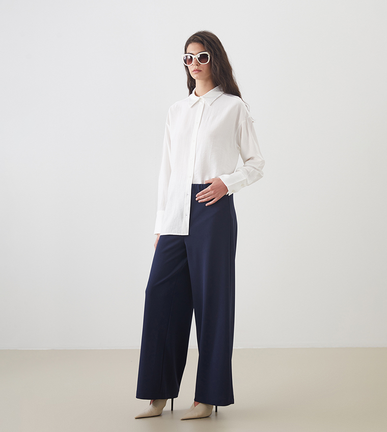 Elastic Waist Wide Leg Trousers