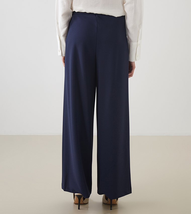 Elastic Waist Wide Leg Trousers