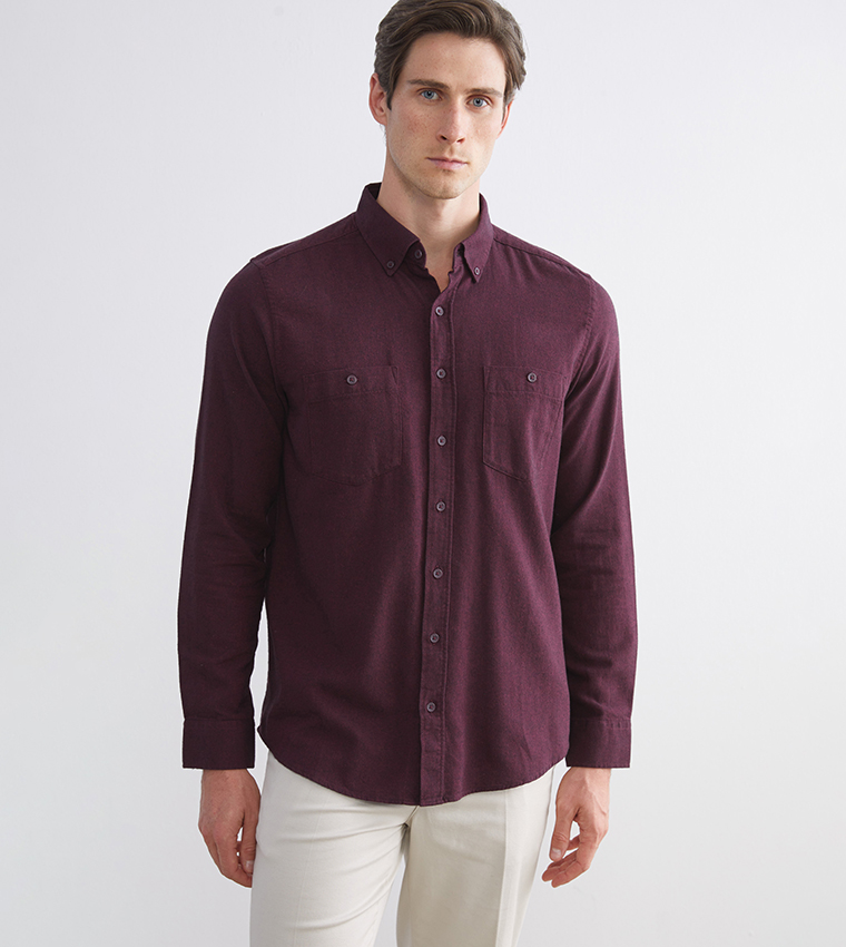 Regular Fit Long Sleeves Gabardine Shirt