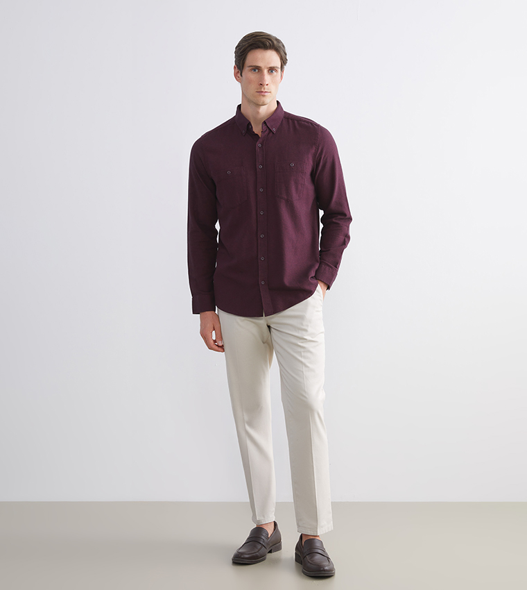 Regular Fit Long Sleeves Gabardine Shirt