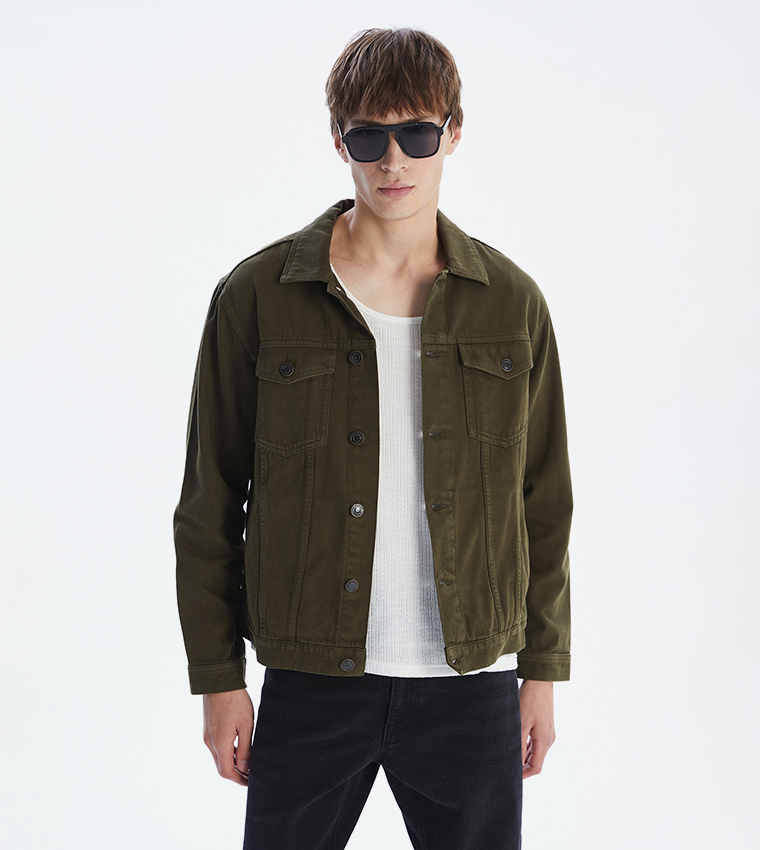 Washed Long Sleeves Denim Jacket