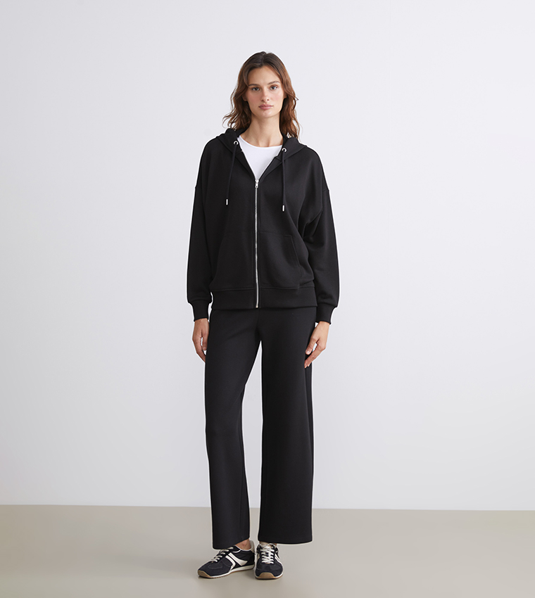 Solid Hooded Oversized Casual Jacket