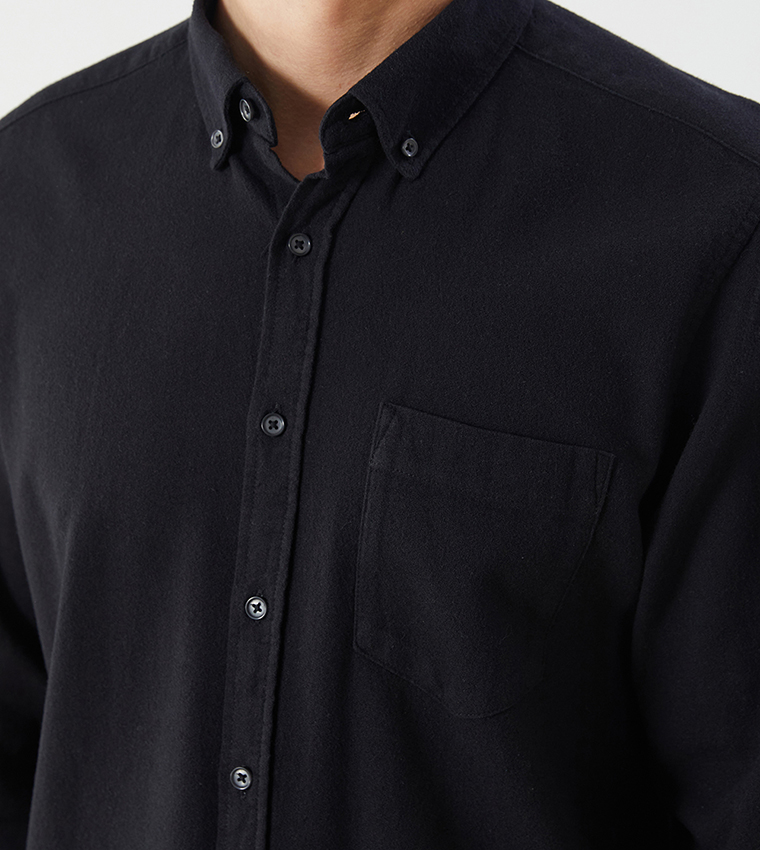 Solid Long Sleeves Dobby Shirt