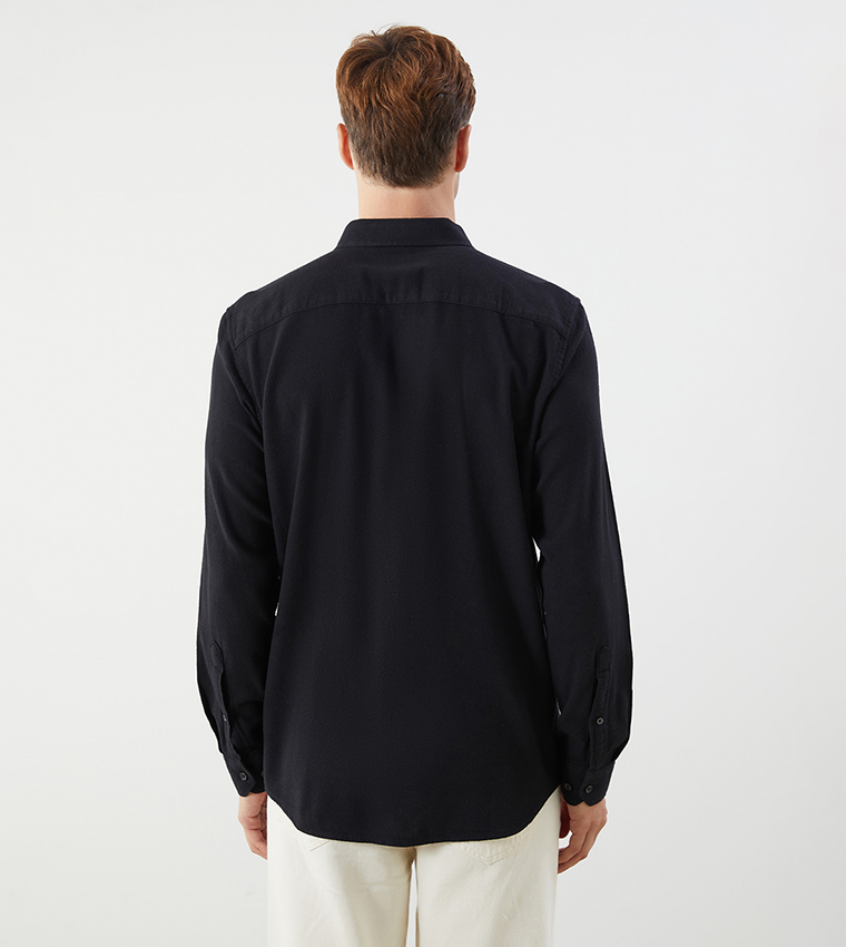 Solid Long Sleeves Dobby Shirt