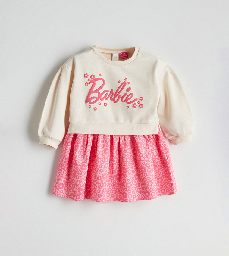 Barbie Printed Crew Neck Dress