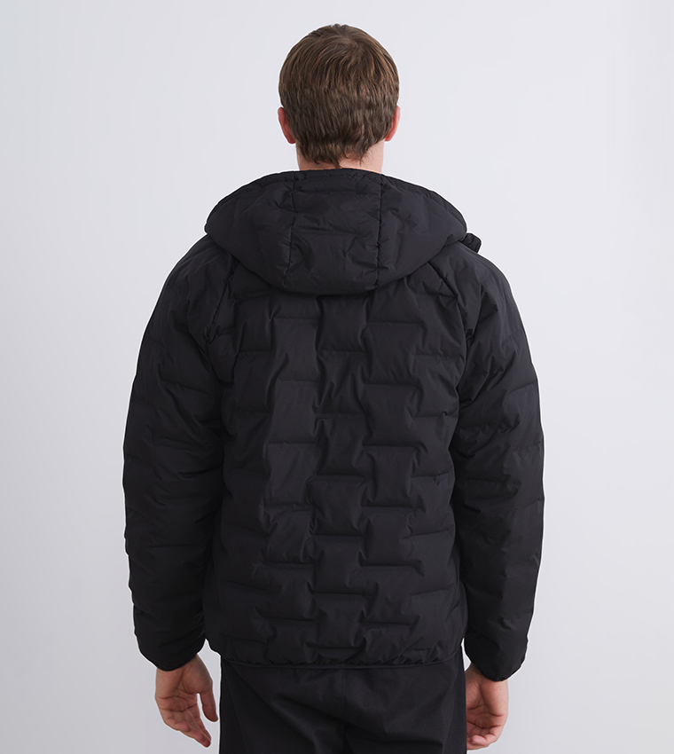 Solid Slim Fit Hooded Puffer Jacket