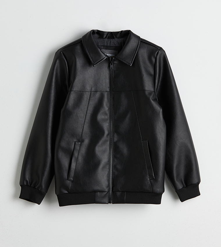 Faux Leather Long Sleeves Jacket