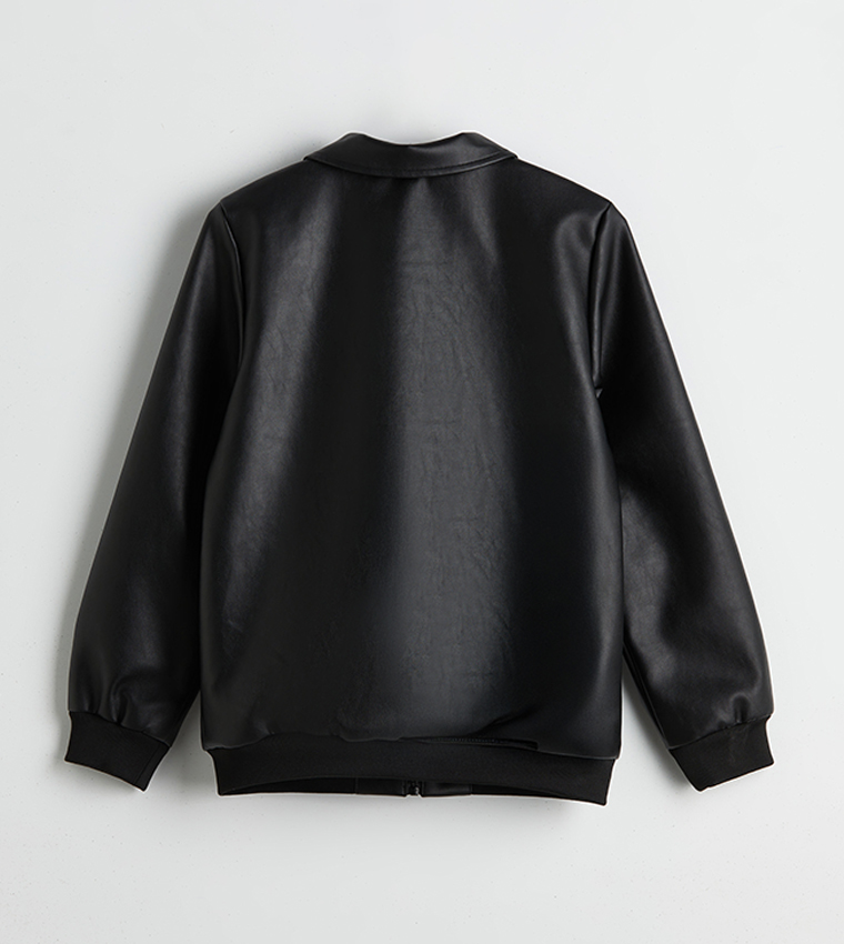 Faux Leather Long Sleeves Jacket