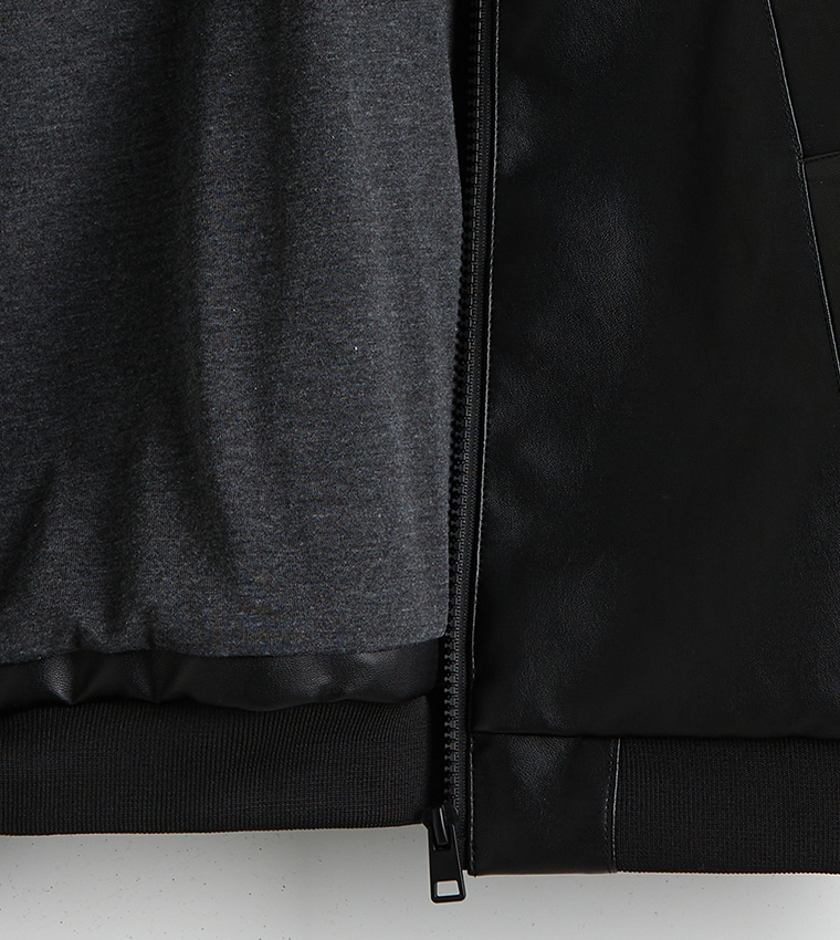 Faux Leather Long Sleeves Jacket