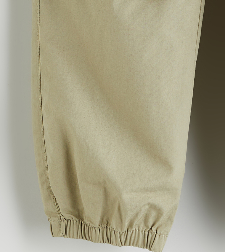 Solid Elastic Waistband Joggers