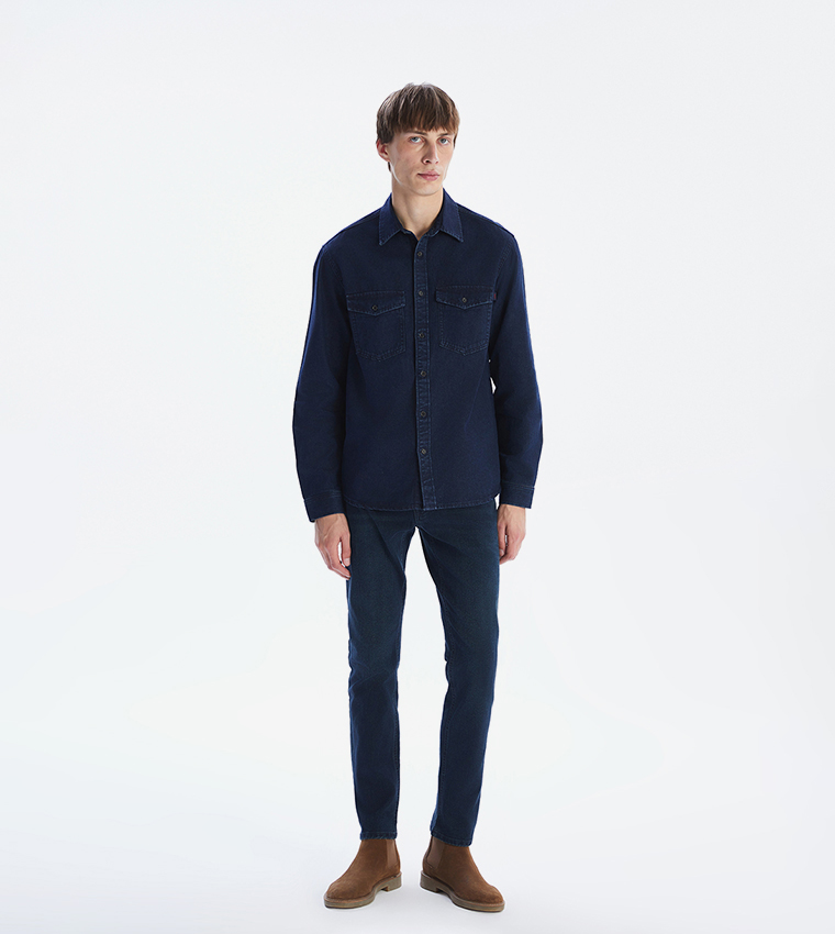 Washed Long Sleeves Denim Shirt