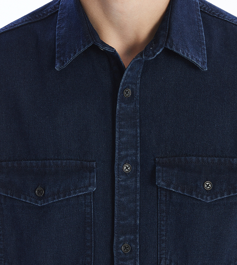 Washed Long Sleeves Denim Shirt