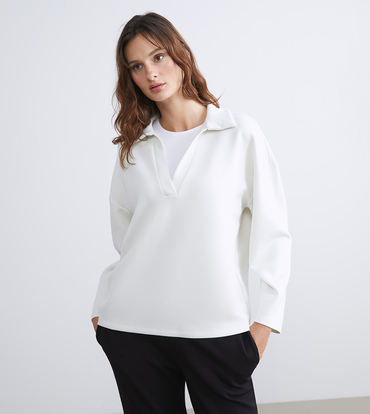 Solid Collared Sweatshirt