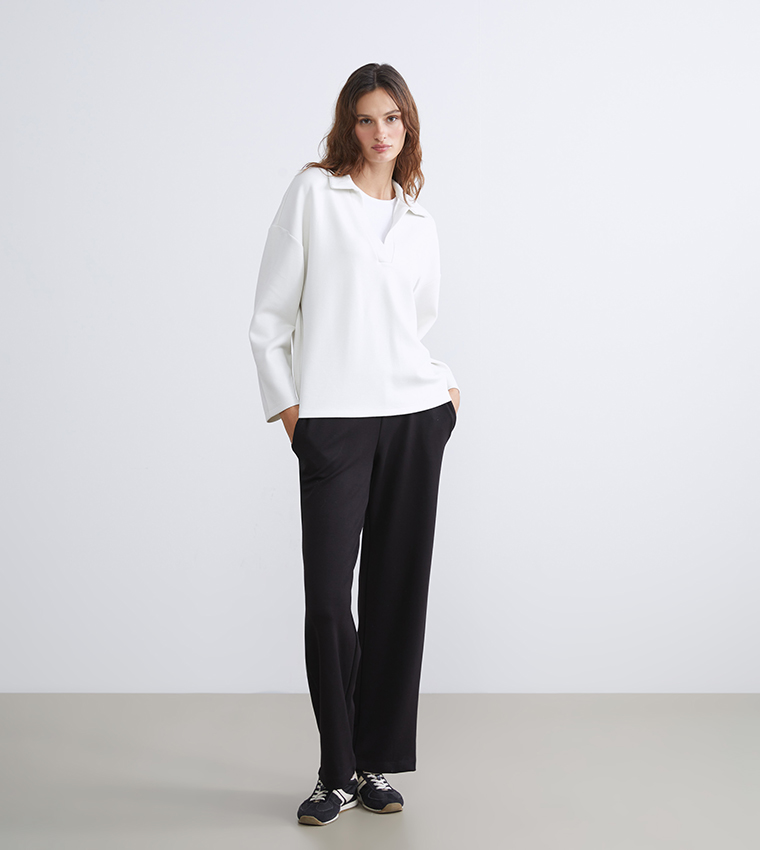 Solid Collared Sweatshirt