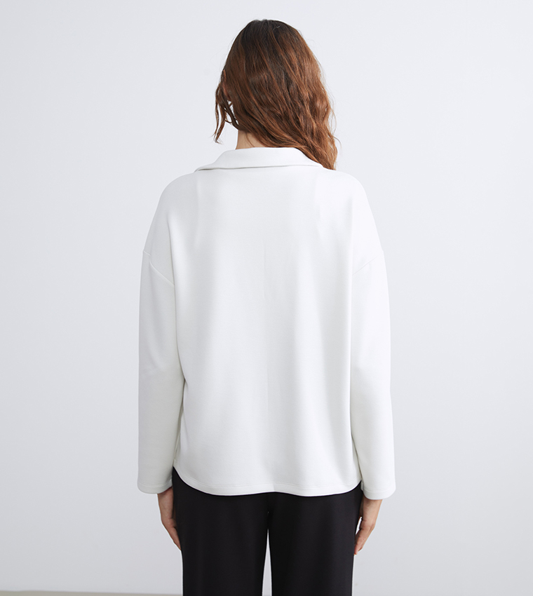 Solid Collared Sweatshirt